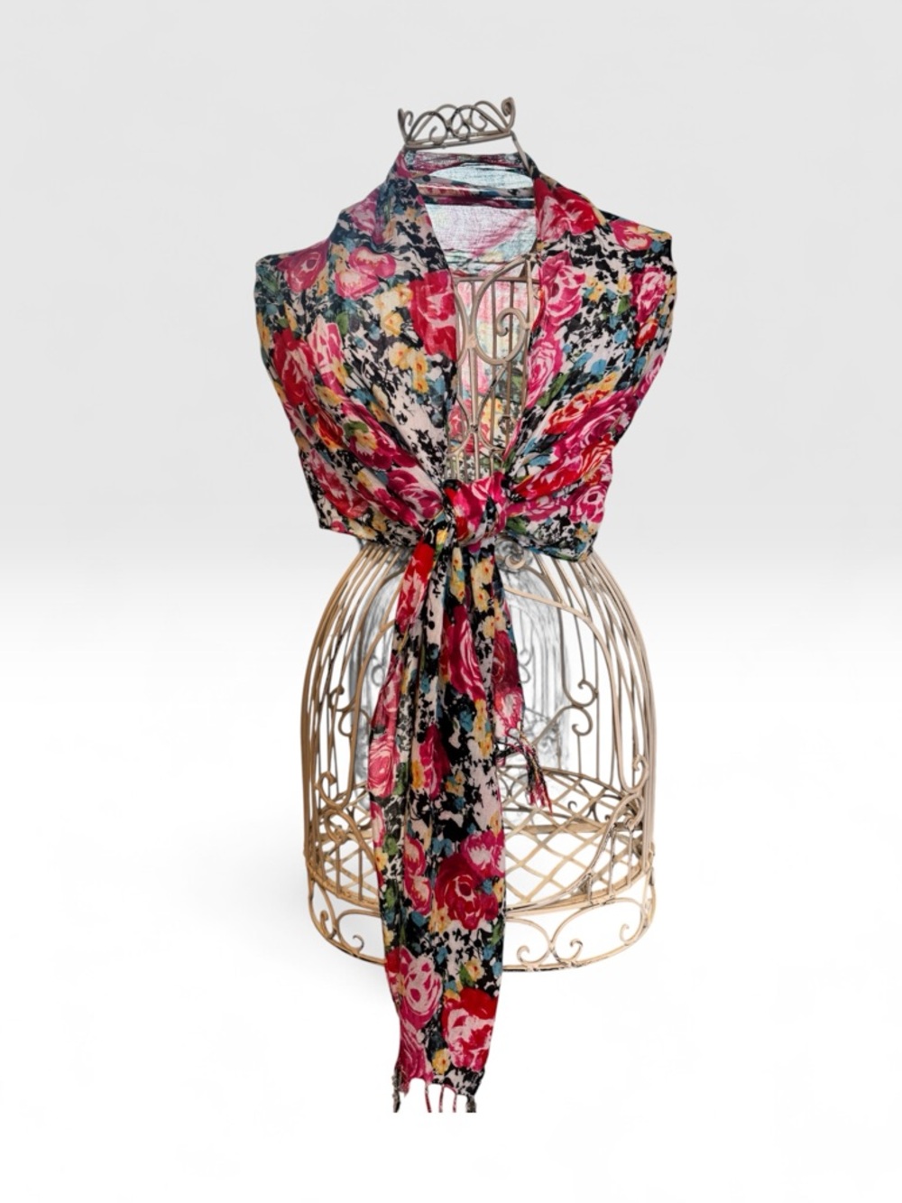 New York & Company Pink, Red, Black Floral Scarf